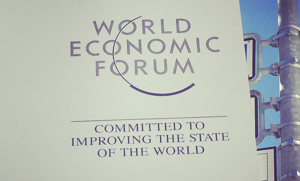 World Economic Forum Sign at Davos 2016