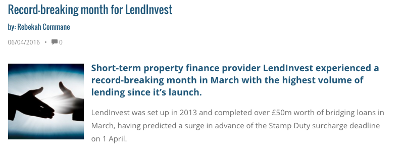 Mortgage Solutions record breaking month for LendInvest